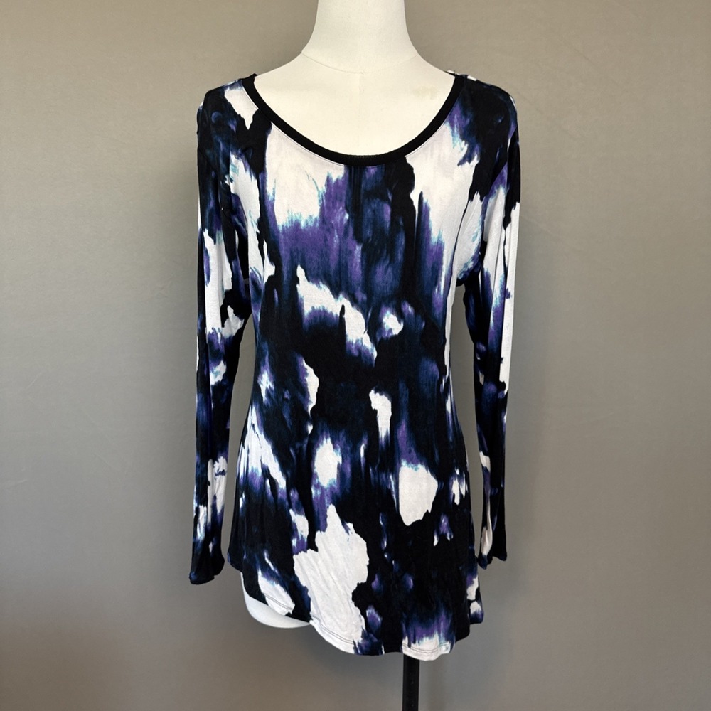 Simply Vera Wang ASYMMETRICAL Multicolor Abstract Watercolor Stretch Sz XS
